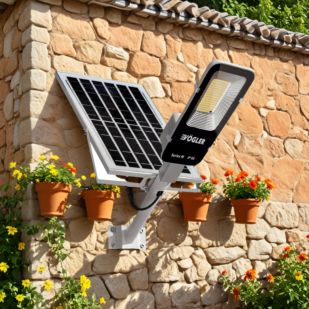 Výkonná solárna lampa, súmrakový senzor, diaľkové ovládanie, Vögler Professional 1500W