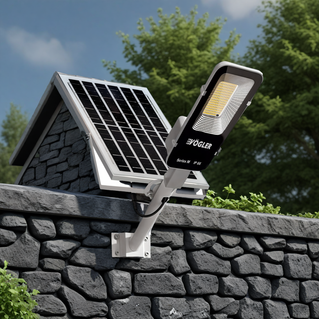 Výkonná solárna lampa, súmrakový senzor, diaľkové ovládanie, Vögler Professional 600W