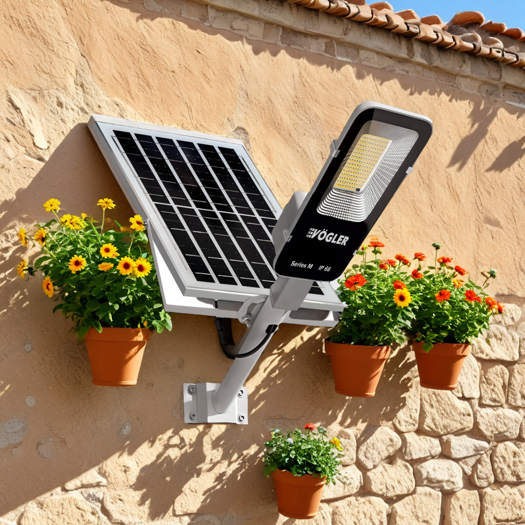 Výkonná solárna lampa, súmrakový senzor, diaľkové ovládanie, Vögler Professional 600W