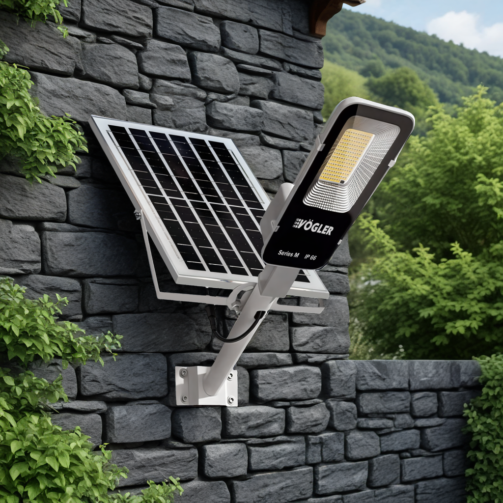 Výkonné solárne svetlo, senzor súmraku, diaľkové ovládanie, Vögler séria M 2000W