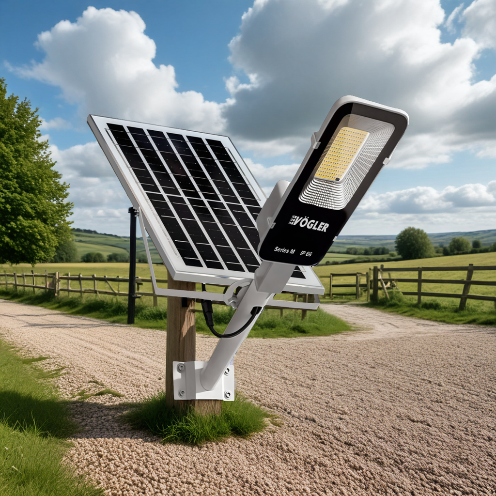 Výkonné solárne svetlo, senzor súmraku, diaľkové ovládanie, Vögler séria M 2000W