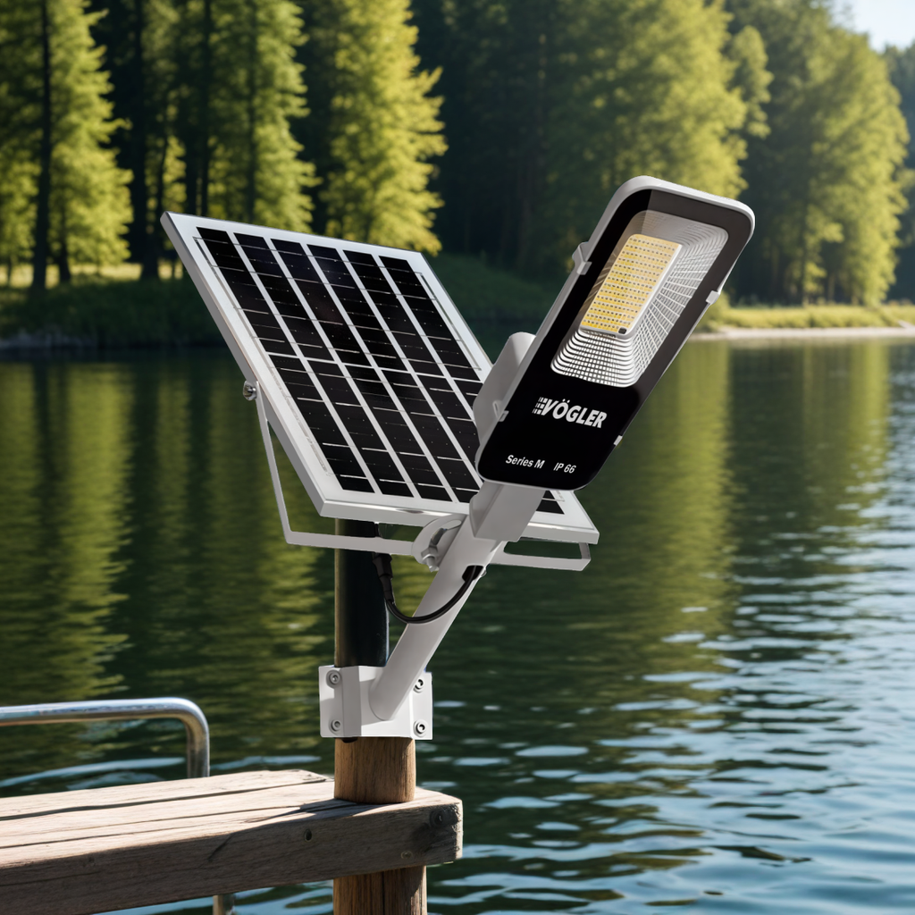 Výkonné solárne svetlo, senzor súmraku, diaľkové ovládanie, Vögler séria M 2000W